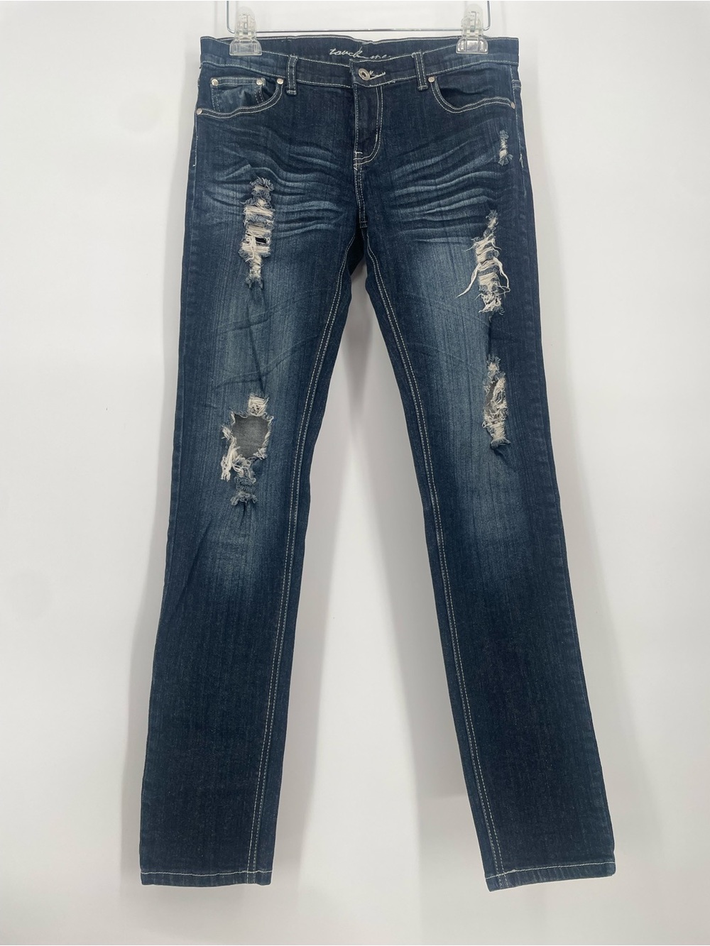 Y2K Dark Wash Touch Me Jeans Distressed / Ripped Tapered / Skinny Jeans